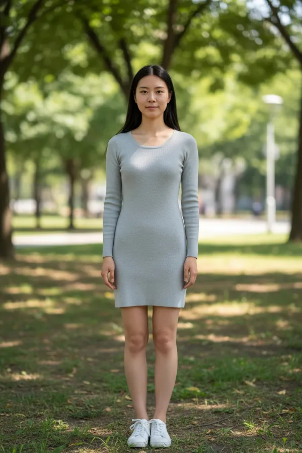 Original photo of a woman standing in a park